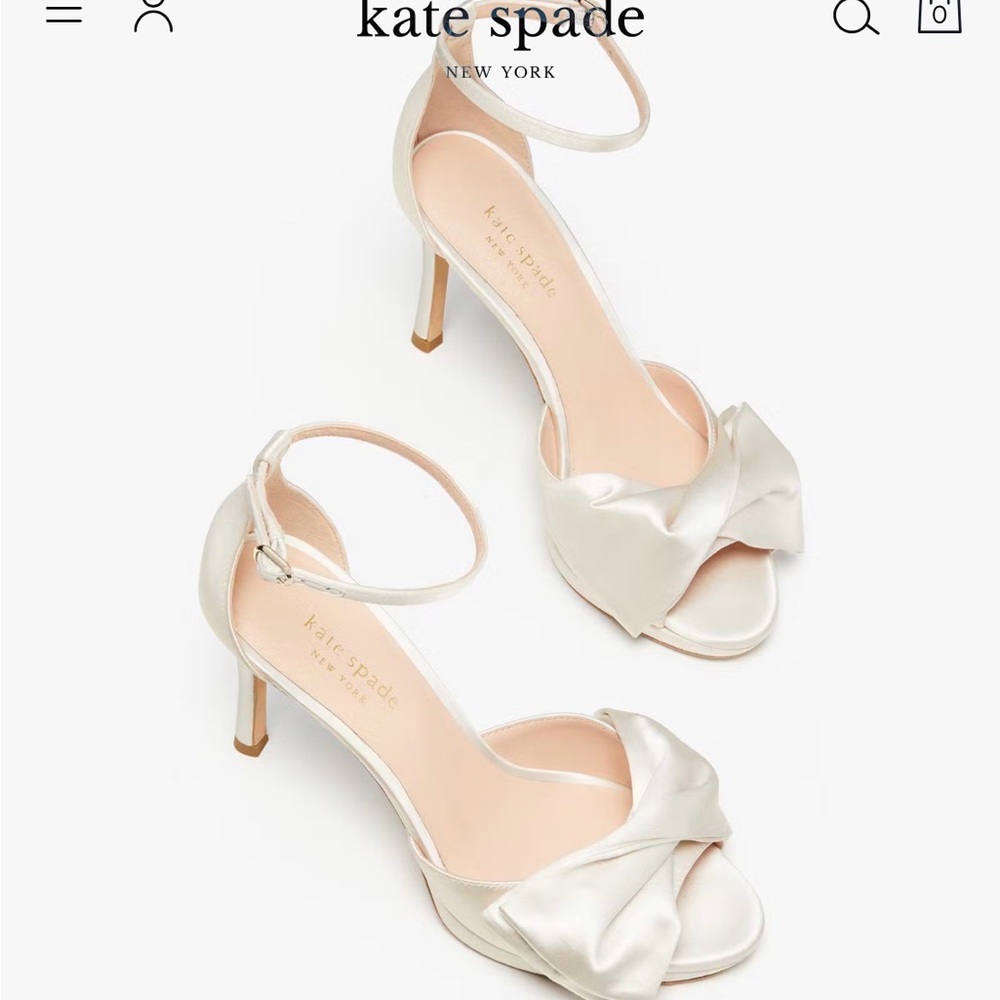 Kate Spade Cream Satin Bow Heels